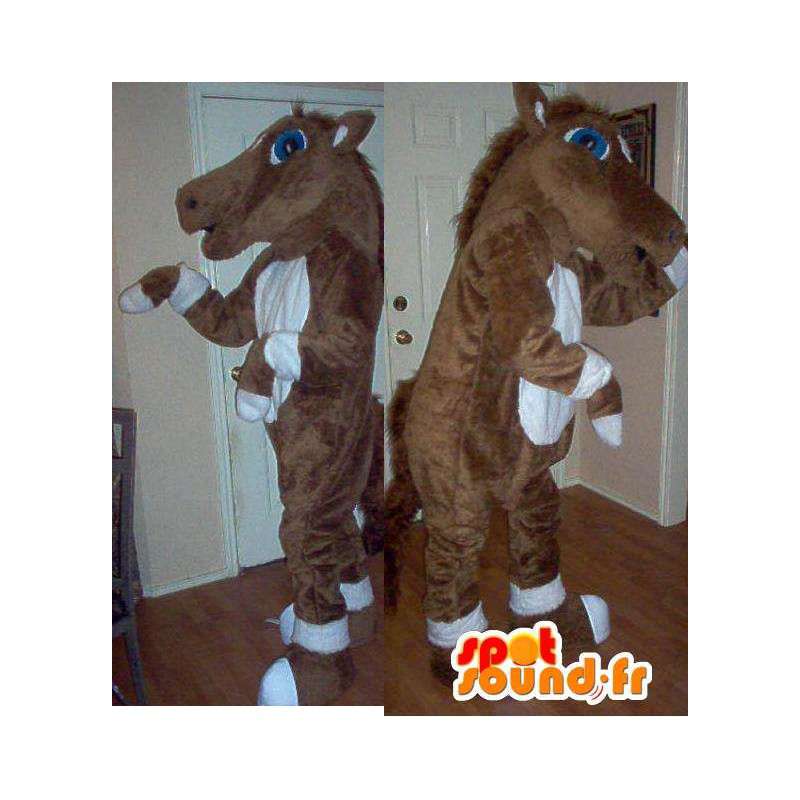 Marrom e mascote do cavalo branco - cavalo traje Plush - MASFR002729 - mascotes cavalo