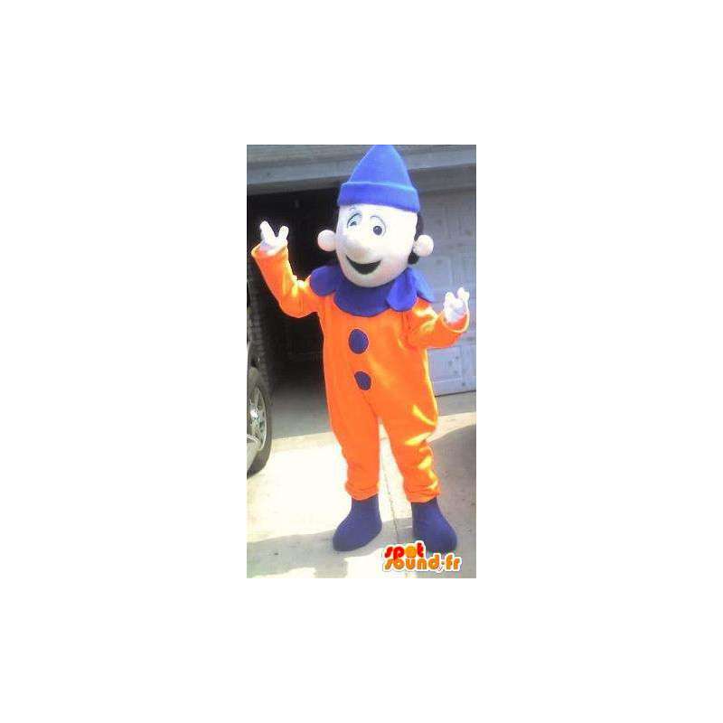 Mascot oranje en blauw clown - clownkostuum - MASFR002735 - mascottes Circus