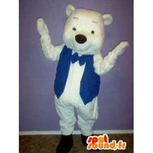 Isbjörnmaskot med blå väst - Isbjörndräkt - Spotsound maskot