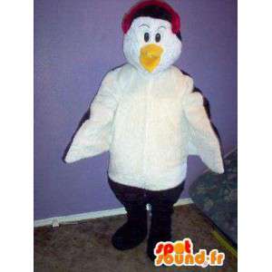 Pingvinen maskot med øreklokker - Penguin Suit - MASFR002747 - Penguin Mascot