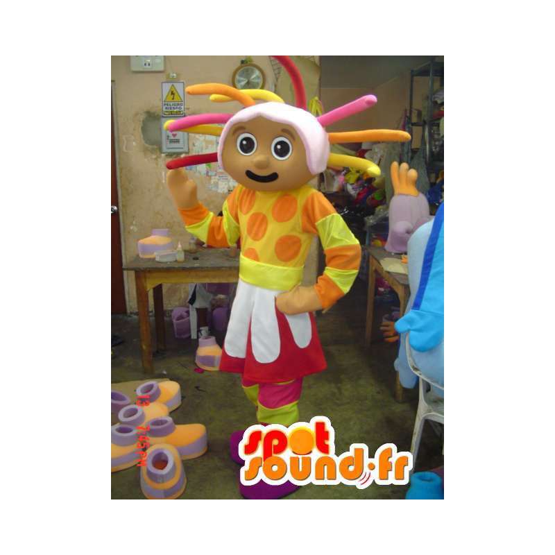 Mascotte de fille multicolore et dreads colorées - MASFR002756 - Mascottes Garçons et Filles