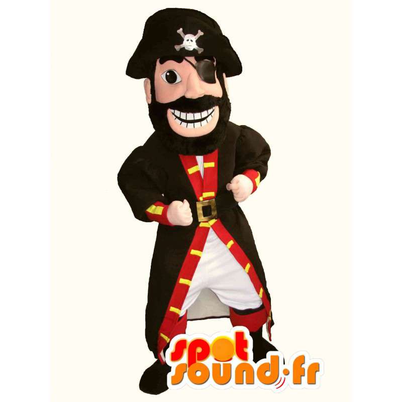 Rød og sort piratmaskot - Piratdragt - Spotsound maskot