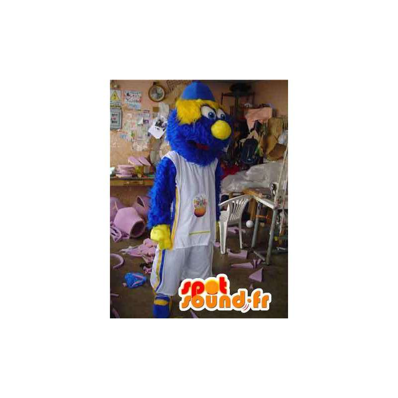 Monster mascot sporting blue and yellow - Disguise hairy - MASFR002761 - Sports mascot