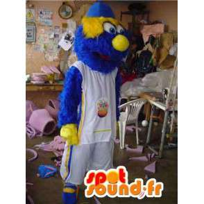 Monster mascot sporting blue and yellow - Disguise hairy - MASFR002761 - Sports mascot