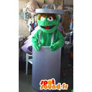 Groene monster mascotte in een prullenbak - Monster Costume - MASFR002766 - mascottes monsters