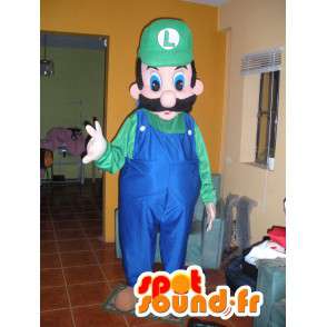 Luigi μασκότ, ένας φίλος του Mario πράσινο και μπλε - Luigi κοστούμι - Μασκότ Mario - MASFR002770 - SpotSound.fr
