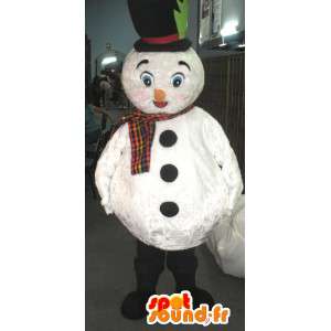 Hvit snømann maskot med lue og skjerf - MASFR002794 - Man Maskoter