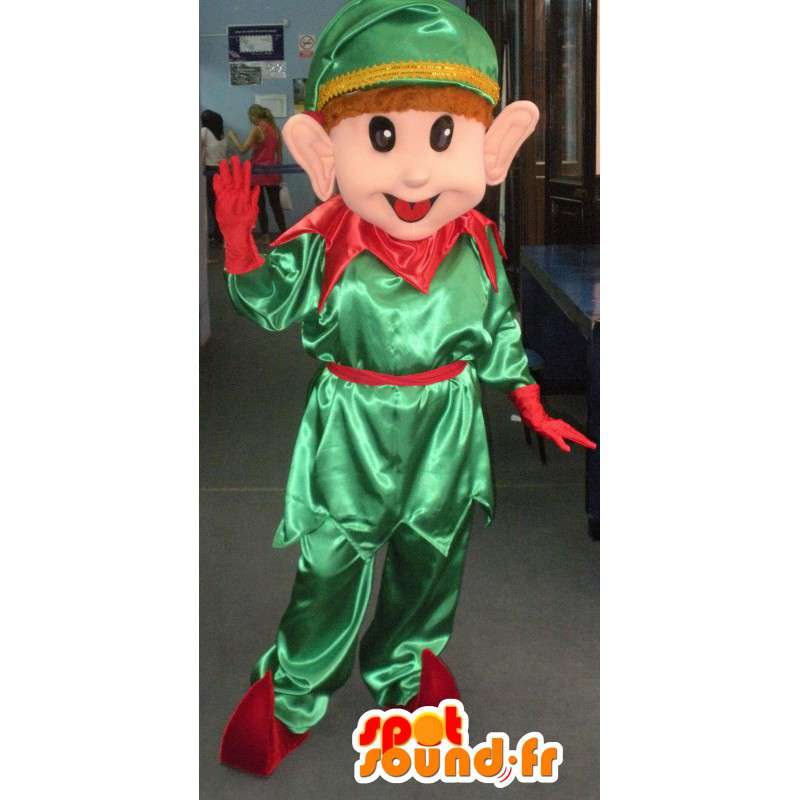 Green and red elf mascot - pixie costume of Santa Claus - MASFR002798 - Christmas mascots