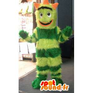 Tvåfärgat grönt monster maskot helt hårigt - Monster kostym -