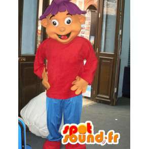 Gutt maskot kledd i rødt og blått - Boy Costume - Maskoter for gutter og jenter - MASFR002804 - SpotSound.fr