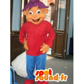 Mascot chico vestido de rojo y azul - Traje Boy - MASFR002804 - Chicas y chicos de mascotas