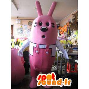 Růžový králík maskot cartoon guy - růžový zajíček kostým - MASFR002816 - maskot králíci