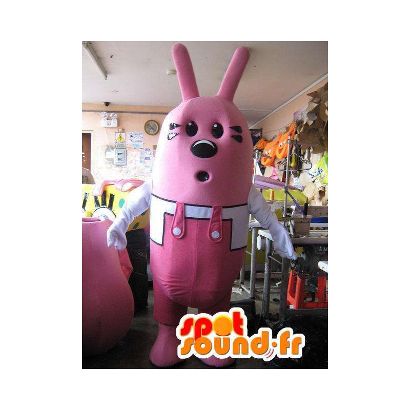 Pink rabbit mascot cartoon type - Pink Bunny Costume - MASFR002816 - Rabbit mascot