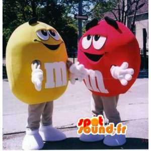 Mascotte M & M giallo e rosso - confezione da 2 tute - MASFR002927 - Famosi personaggi mascotte