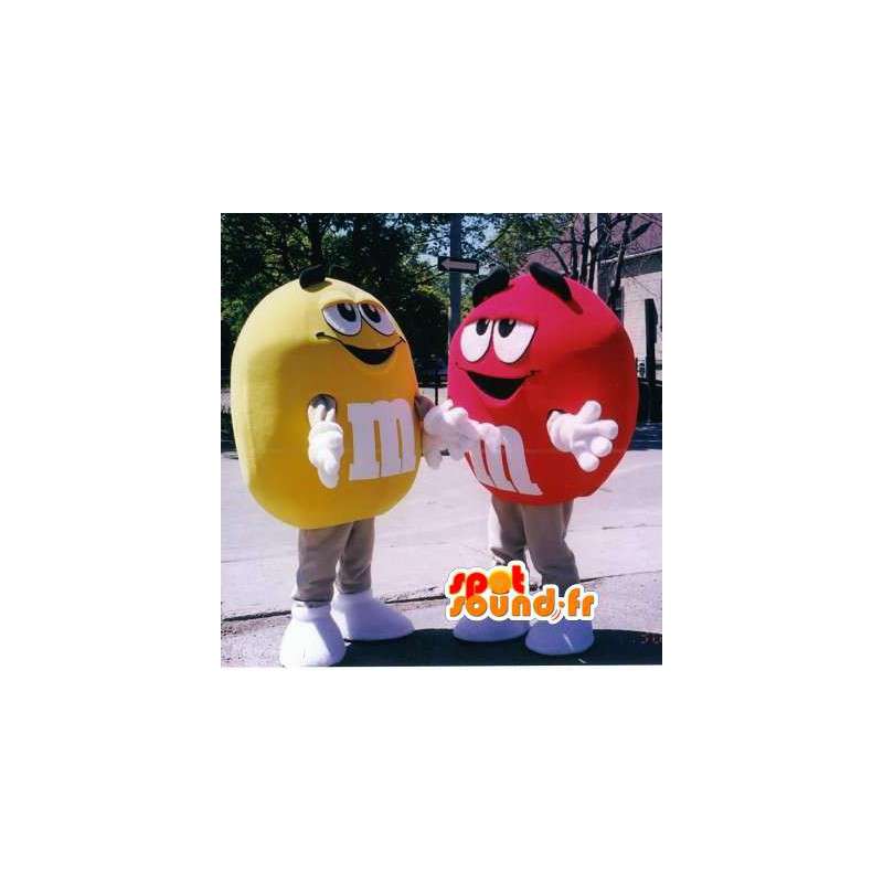 黄色と赤のM＆Mのマスコット-2つの衣装のパック-MASFR002927-有名なキャラクターのマスコット
