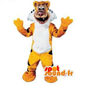Gul tiger maskot, sort og hvid - Tiger kostume - Spotsound