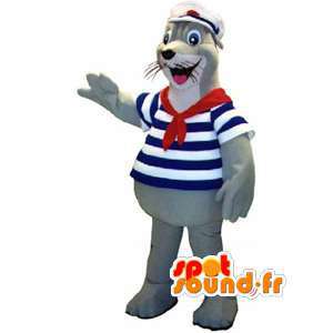 Sea Lion mascot dressed in a sailor outfit - Costume seal - MASFR002942 - Mascots seal