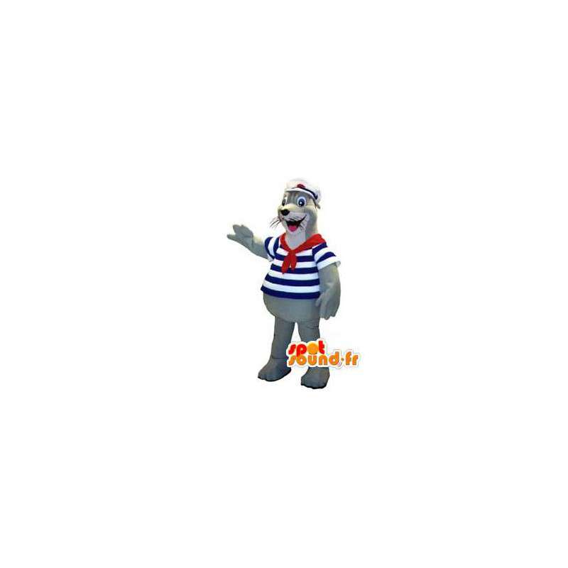 Sea Lion μασκότ ντυμένος με στολή ναύτη - Σφραγίδα κοστούμι - MASFR002942 - μασκότ Seal