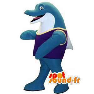 Blå delfin maskot - kæmpe delfin kostume - Spotsound maskot