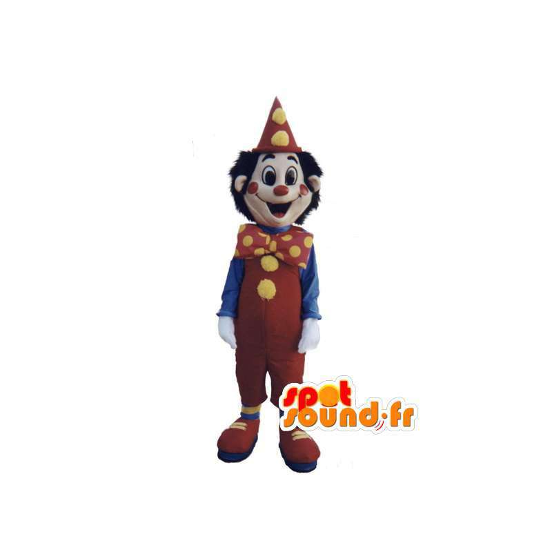 Mascotte de clown rouge, jaune et bleu - Costume de clown coloré - MASFR002957 - Mascottes Cirque