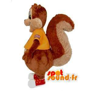 Ekorn maskot med en gul skjorte - Squirrel Suit - MASFR002958 - Maskoter Squirrel