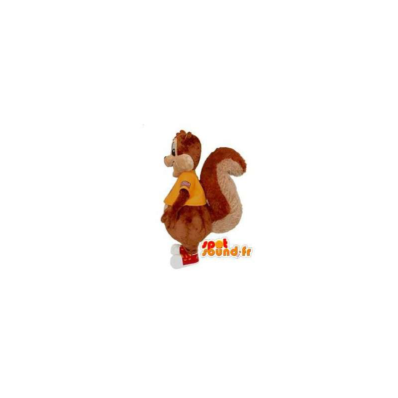 Ekorn maskot med en gul skjorte - Squirrel Suit - MASFR002958 - Maskoter Squirrel