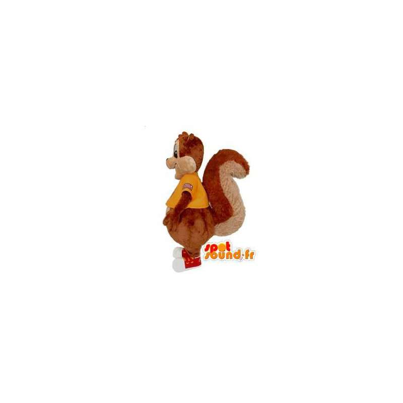 Squirrel mascot with a yellow t-shirt - Squirrel Costume - MASFR002958 - Mascots squirrel