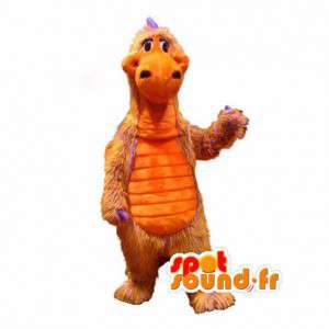 Dinosaur mascot hairy orange and purple - Dinosaur Costume - MASFR002976 - Mascots dinosaur