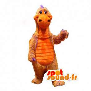 Dinosaur maskot oransje og lilla hårete - Dinosaur Costume - Dinosaur maskoter - MASFR002976 - SpotSound.fr