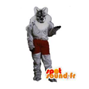 Grijze tijger mascotte en witte vacht - Tiger Suit - MASFR002978 - Tiger Mascottes