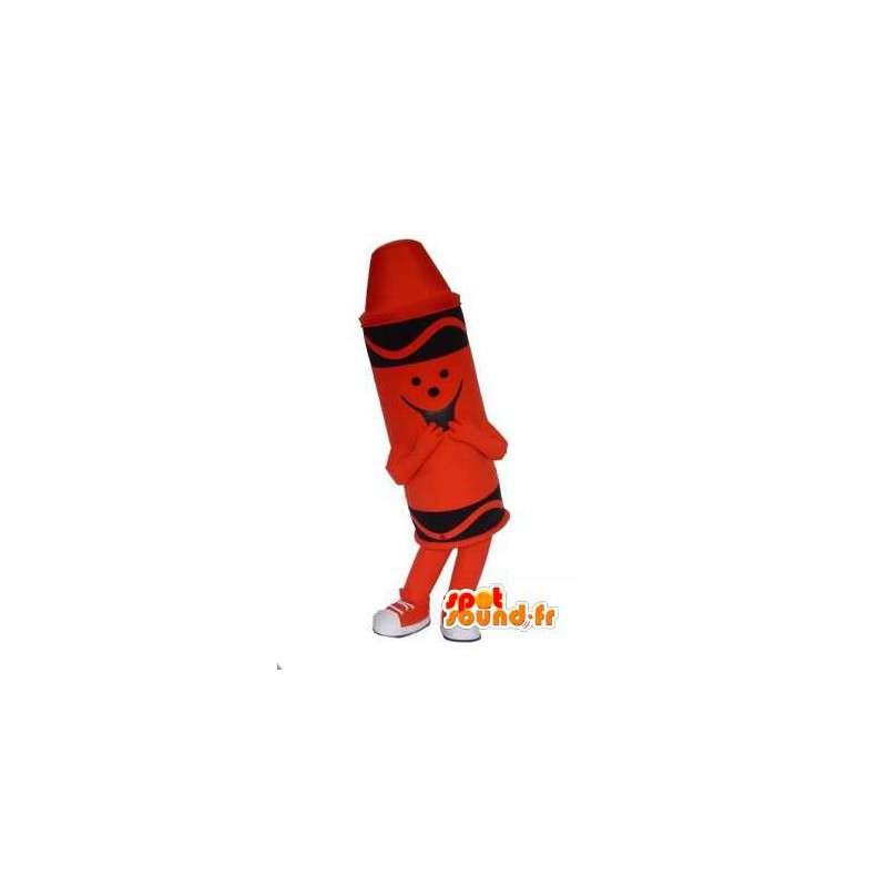 Rød pastel maskot - Rød pastel blyant kostume - Blyant maskotter - MASFR002983 - SpotSound.fr