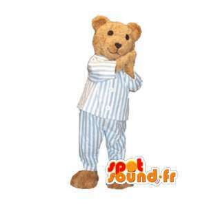 Nallebjörnmaskot klädd i pyjamas - Nallebjörndräkt - Spotsound