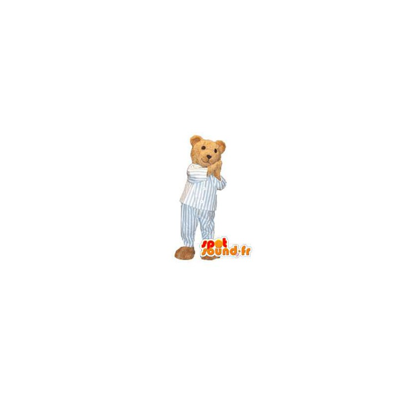 Teddy maskotti pukeutunut pyjama - Teddy Costume - Nalle-maskotti - MASFR002990 - SpotSound.fr