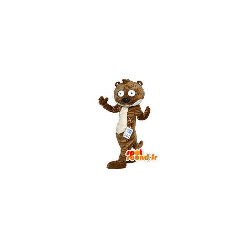 Otter mascote marrom e maneira branca de banda desenhada  - MASFR002995 - Mascotes do oceano