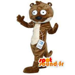 Otter mascot cartoon brown and white way  - MASFR002995 - Mascots of the ocean