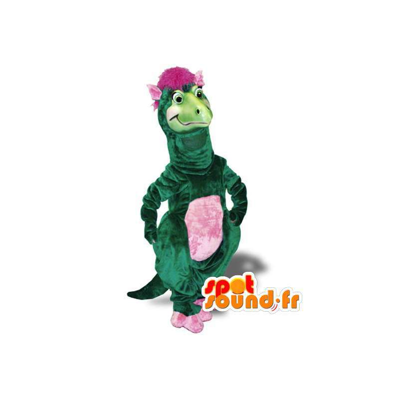 Grön och rosa dinosaurie maskot - Dinosaur kostym - Spotsound
