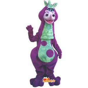 Green dinosaur mascot and purple - Dinosaur Costume - MASFR003017 - Mascots dinosaur