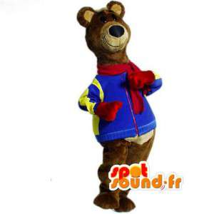 Mascote urso marrom vestido no equipamento do inverno - Fantasia de Urso - MASFR003059 - mascote do urso