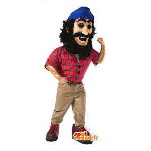 Mascot piraat in rood shirt en blauwe bandana  - MASFR003064 - mascottes Pirates