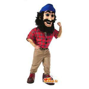 Mascot pirata en camisa roja y pañuelo azul - MASFR003064 - Mascotas de los piratas