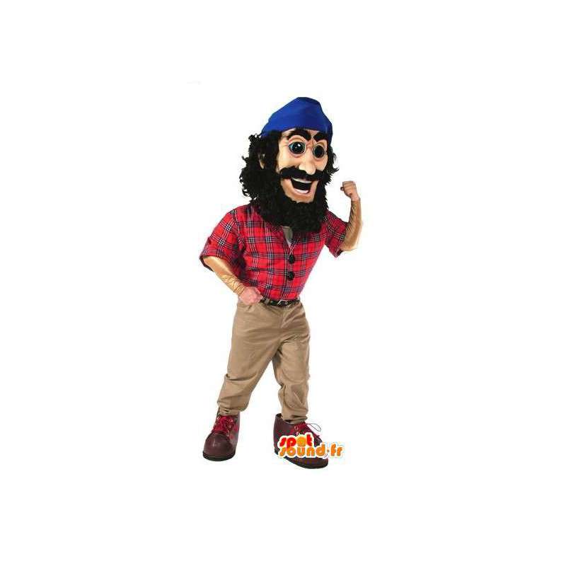Mascot pirata en camisa roja y pañuelo azul - MASFR003064 - Mascotas de los piratas