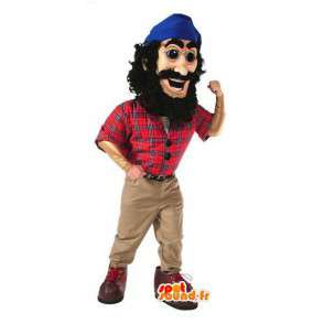 Mascotte de pirate en chemise rouge et bandana bleu  - MASFR003064 - Mascottes de Pirates