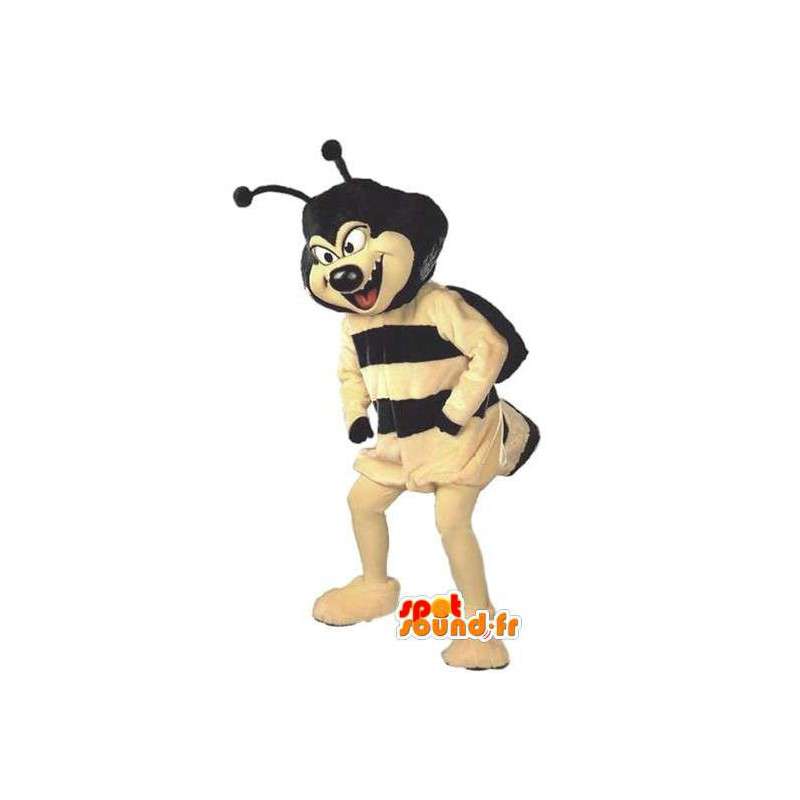 Gul og sort hvepsemaskot - Hveps kostume - Spotsound maskot