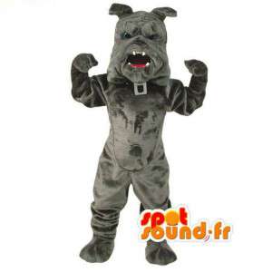 灰色のブルドッグのマスコット-ブルドッグの衣装-MASFR003069-犬のマスコット