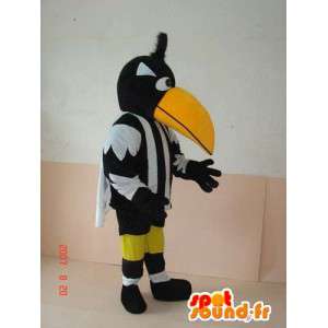 Pelican maskotti raidallinen mustavalkoinen - lintu puku erotuomari - MASFR00243 - maskotti lintuja