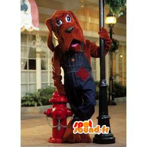 Dog mascot brown overalls - brown dog costume - MASFR003094 - Dog mascots