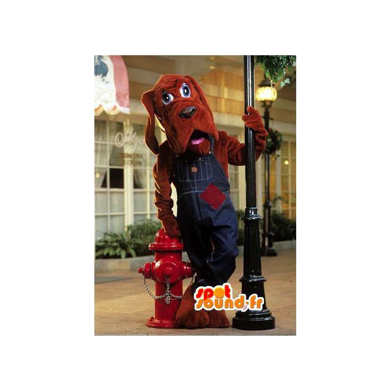 Mascotte de chien marron en salopette - Costume de chien marron - MASFR003094 - Mascottes de chien