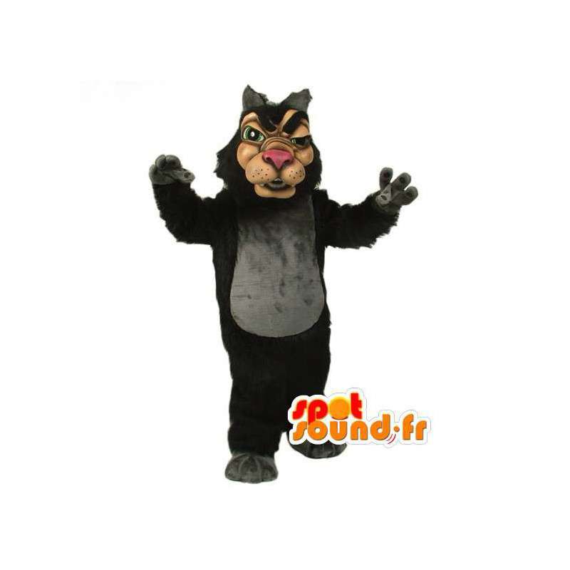 Black kreslený maskot, jak vlk - Vlk Costume - Vlčí maskoti - MASFR003096 - SpotSound.fr