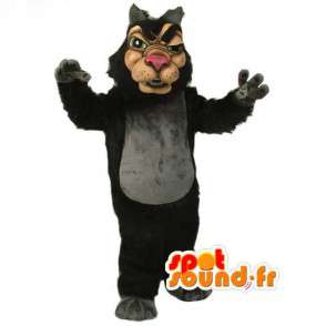 Black cartoon mascotte manier wolf - Wolf Costume - Wolf mascottes - MASFR003096 - SpotSound.fr