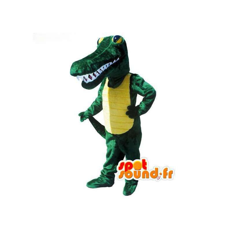 Grön och gul krokodilmaskot - Krokodildräkt - Spotsound maskot